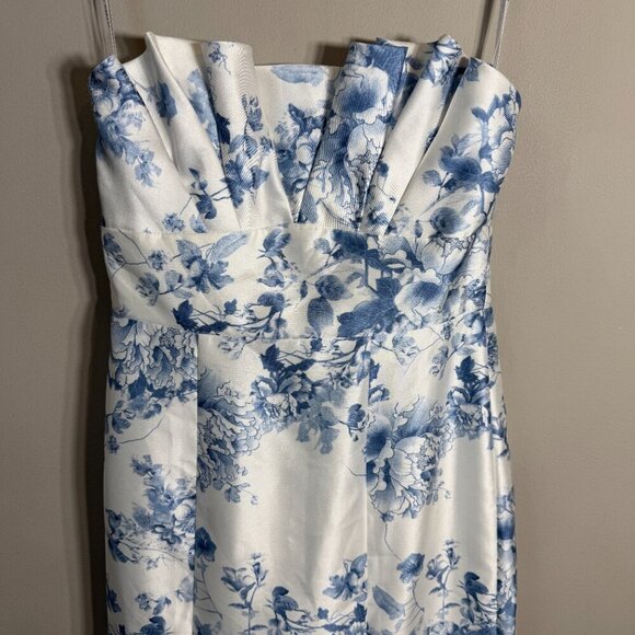 Alfred Sung Floral Ruffle Strapless Trumpet Maxi Gown Women's 4 Cottage Rose NWT - Picture 6 of 12